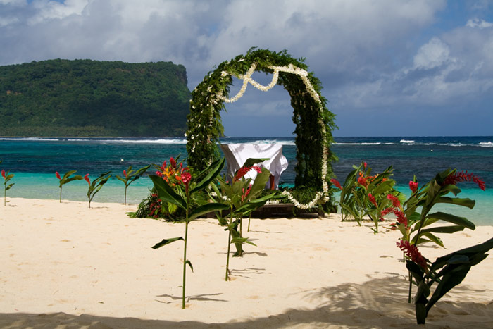 decoration for an island wedding in the sand