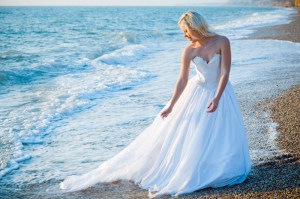 Bride on sea coast